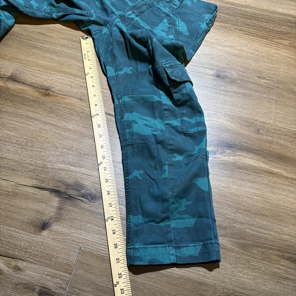 Anthropologie 25 PETITE Austin Cargo Utility Crop Pant Mid-Rise Turquoise‎ Green - Picture 13 of 16